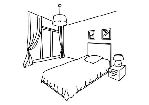 The interior of the room in the style of the line Stock Illustration