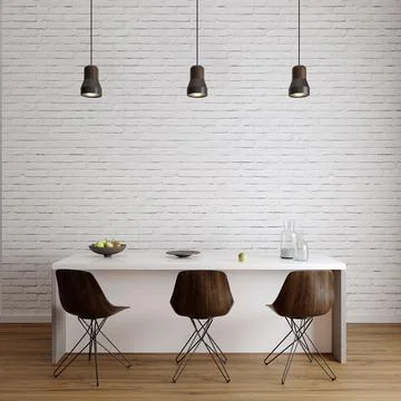 Interior of a room with a table, 3d render Stock Illustration