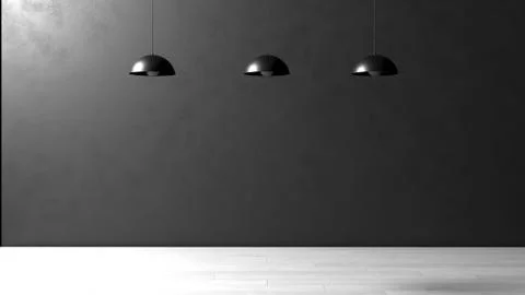 Interior room with three ceiling lamps,3d rendering. Stock Illustration