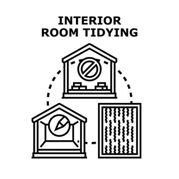 Interior room tidying concept vector illustration Stock-Illustration