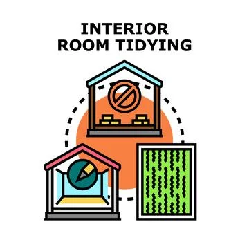 Interior room tidying concept vector illustration Stock Illustration