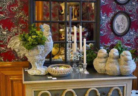The interior of the room with vintage Easter decor Fotos de archivo