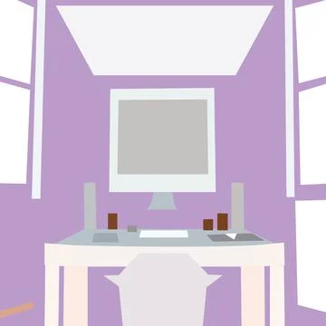 The interior of the room for working with a computer. Stock Illustration