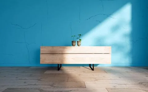 Interior rooms blue wall Stock Illustration