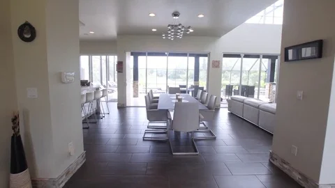 Interior of rooms in a luxury home. Features a kitchen salon, living room 動画素材 80846836