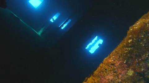 Interior rooms of sunken ship, red sea Video stock 11114756