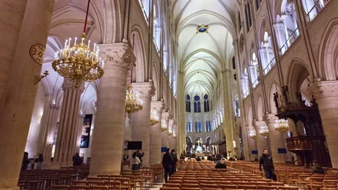 Interior Rotation Shot of Notre-Dame de Paris - France Stock Footage 310984118