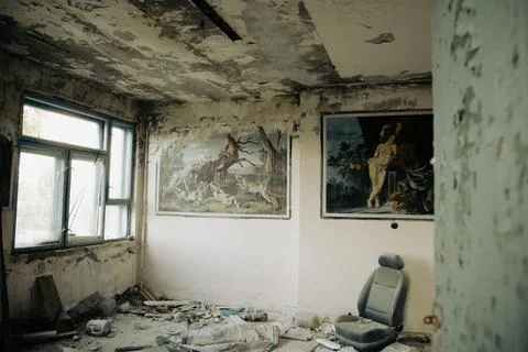 Interior of a ruined building Fotos de archivo