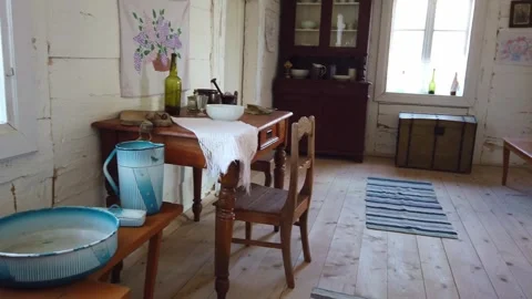Interior of a rustic Celtic village room in Kielce Poland Stock Footage 342131249