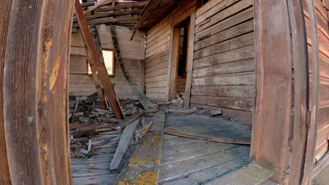 Interior Rustic Haynes Ranch House Osoyoos Canada 4K UHD Stock Footage 339372514