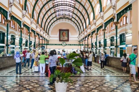 Interior of Saigon Central Post Office Foto stock