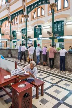 Interior of Saigon Central Post Office Foto stock