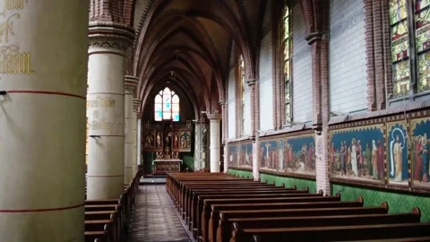Interior of Saint Joseph Cathedral (Dutch: Sint Jozefkathedraal), Groningen Stock Footage 283186463