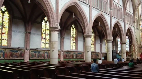 Interior of Saint Joseph Cathedral (Dutch: Sint Jozefkathedraal), Groningen Stock Footage 283194202