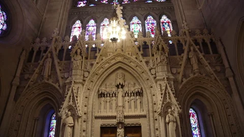 Interior of Saint Patrick cathedral in New York City Stock Footage 247167220