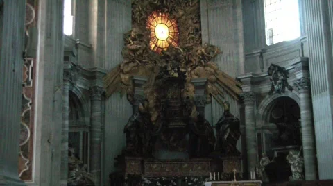 Interior of Saint Pietro Basilica Stock Footage 526504