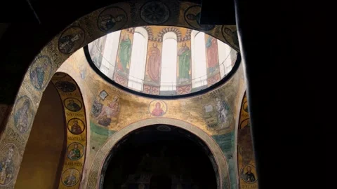 Interior of Saint Sophia Cathedral, architectural monument of Kievan Rus', a Stock Footage 257691738