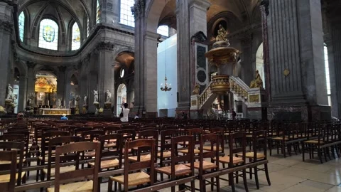Interior of Saint-Sulpice Church in Paris France 库存影片 344694929