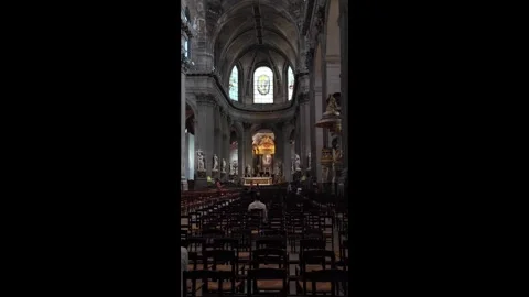 Interior of Saint-Sulpice Church in Paris France 库存影片 344695042