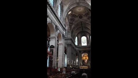 Interior of Saint-Sulpice Church in Paris France 库存影片 344695049