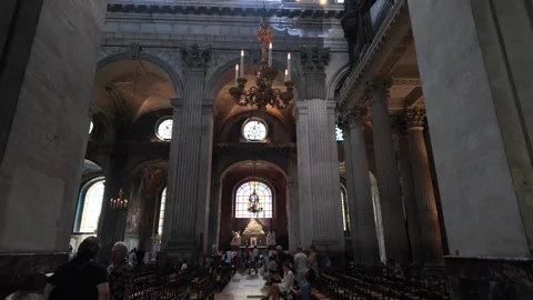 Interior of Saint-Sulpice Church in Paris France Видео 344695071