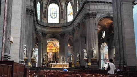Interior of Saint-Sulpice Church in Paris France 库存影片 344695087