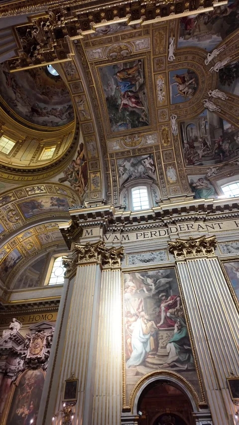 Interior of Sant Andrea della Valle church in Rome Italy Stock Footage 338010024