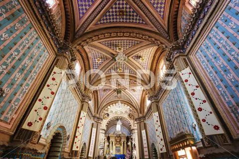Interior of Santuario de la Virgen del Carmen, Tlalpujahua, Michoacan, Mexico Stock Photos