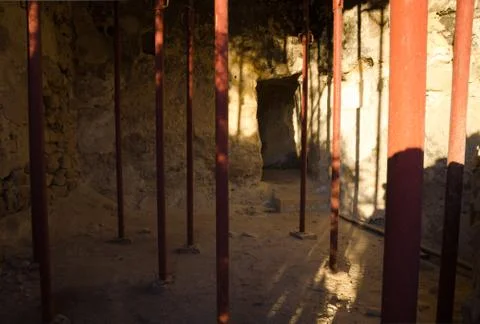 Interior of Sasso With Supporting Poles Stock Photos