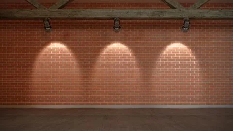 Interior scene with brick wall Illustrazione stock