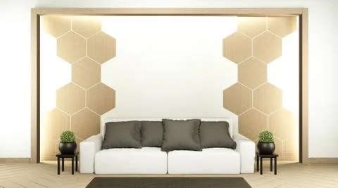 Interior scene mock up with sofa and decoration on room minimalism. 3D render Stock Illustration