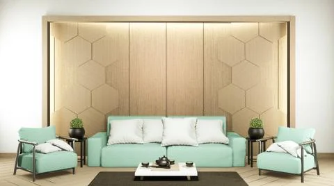 Interior scene mock up with sofa and decoration on room minimalism. 3D render Stock Illustration