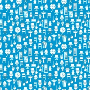 Interior seamless pattern design - home furniture seamless texture Stock Illustration