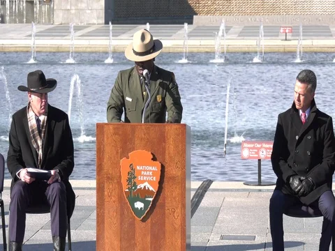 Interior Secretary Ryan Zinke on the left Stock Footage 82310765
