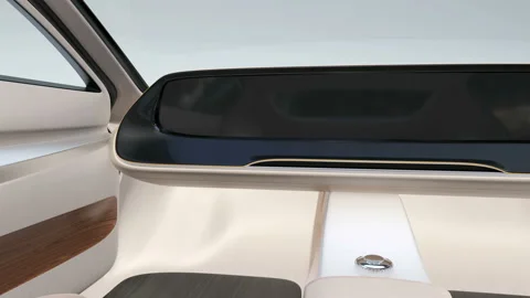 Interior of self-driving electric car. 3D rendering animation. Stock Footage 128405254