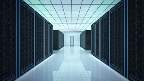 Interior of server computer data empty room. Power energy motor machinery cab Stock Footage 161419744