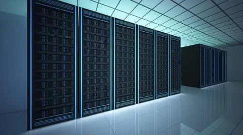 Interior of server computer data empty room. Power energy motor machinery cab Stock Photos