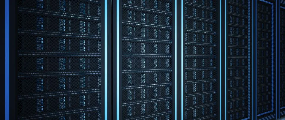 Interior of server computer data empty room. Power energy motor machinery cab Stock Photos