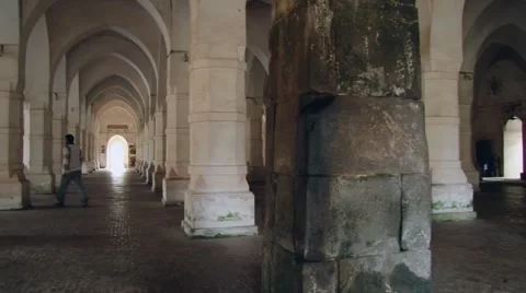 Interior of the Shat Gombuj Mosque in Bagerhat, Bangladesh. Stock Footage 48169389
