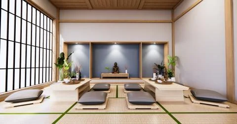 The interior with shelf wall design in room tropical style minimal design. 3d Stock Illustration