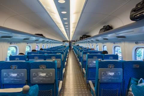 Interior of Shinkansen Bullet Train, Tokyo, Japan Stock Photos