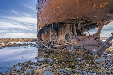 Interior of the Shipwreck of MV Ithaca Stock Photos