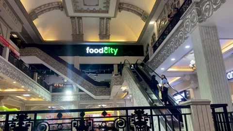 Interior Shopping Mall With Escalators Stock Footage 324853039