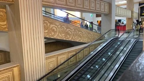 Interior Shopping Mall With Escalators Stock Footage 324854097