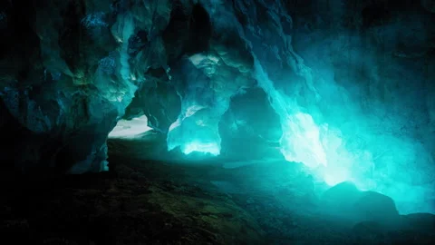 Interior shot of ice glacier cave Stock Footage 225489192