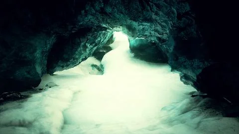 Interior shot of ice glacier cave Stock Illustration