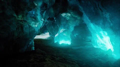 Interior shot of ice glacier cave Stock Illustration