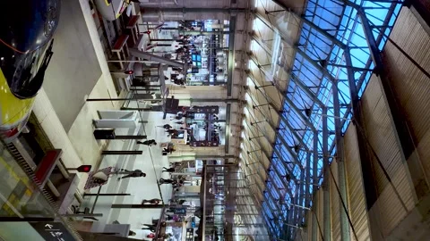 This is an interior shot overlooking the concourse of Gare du Nord station in Stock Footage 331055265