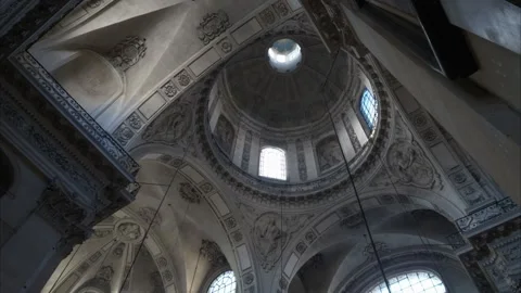 Interior shot of the sealing of an old catholic church Stock Footage 196854158