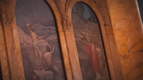 Interior Shots of Boston Public Library Historic Stairs Lion Statue Architecture Stock Footage 327384686